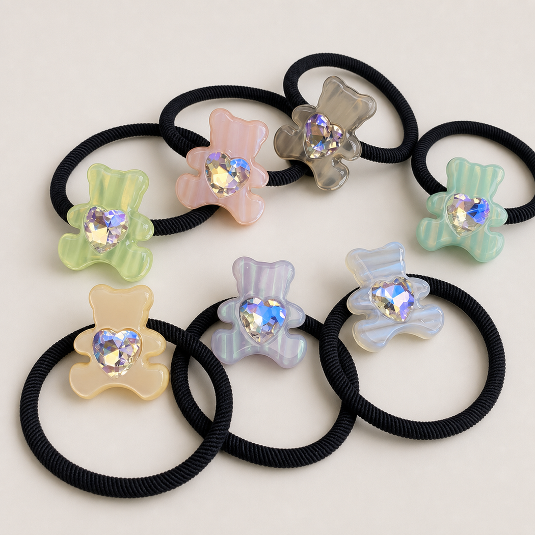 Gifty - Bear Charm Hair Tie Collection