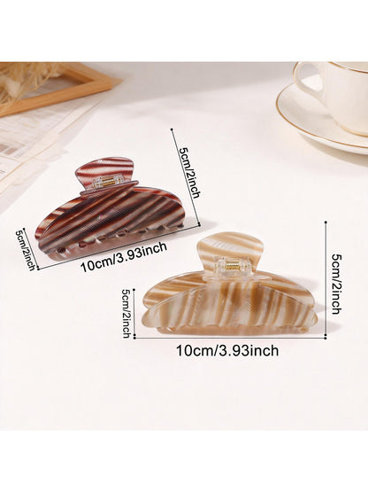 Beau - Striped Half Round Hair Claw Clip