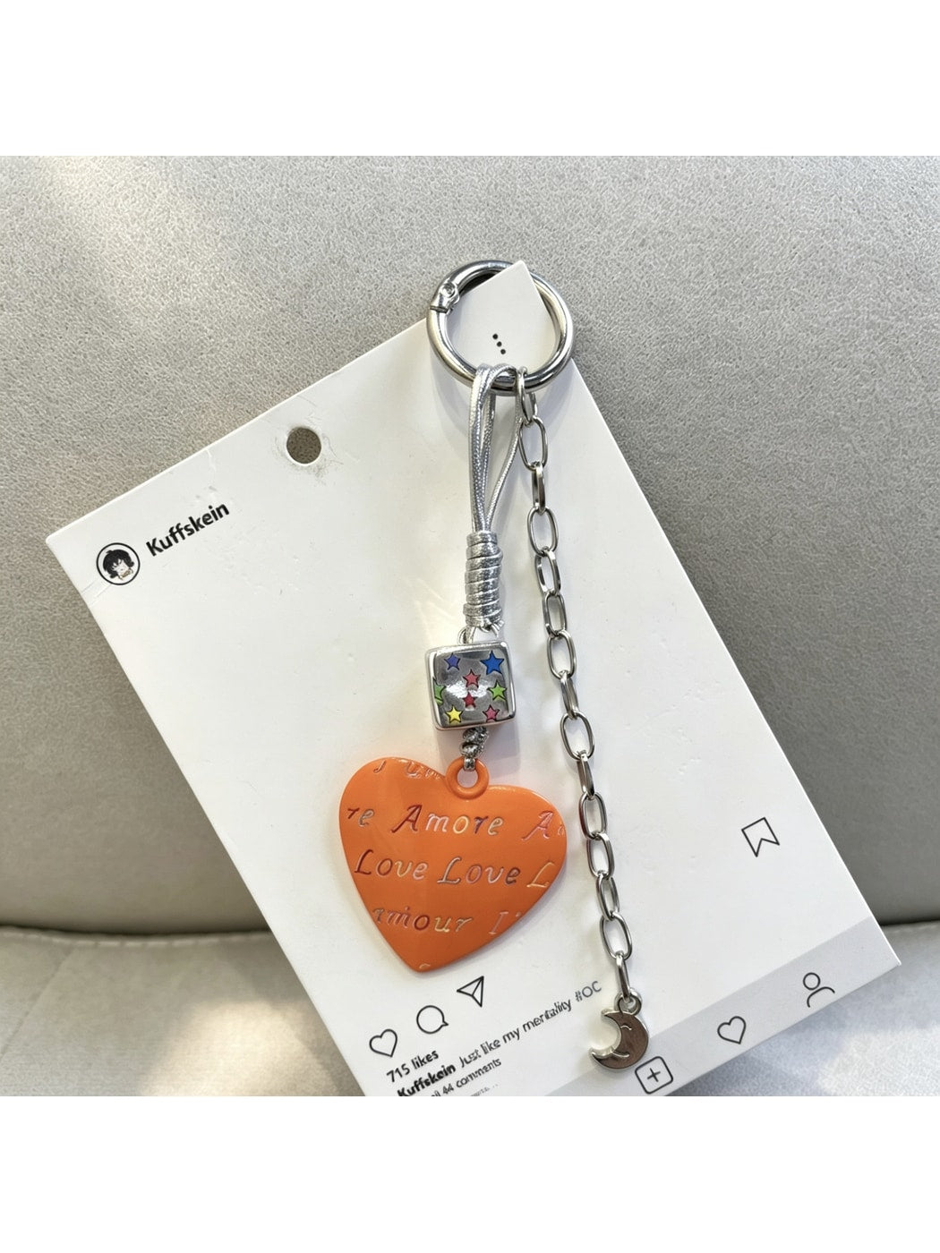 Keypus - Alloy Floral Heart Pendant Bag Charm Keychain
