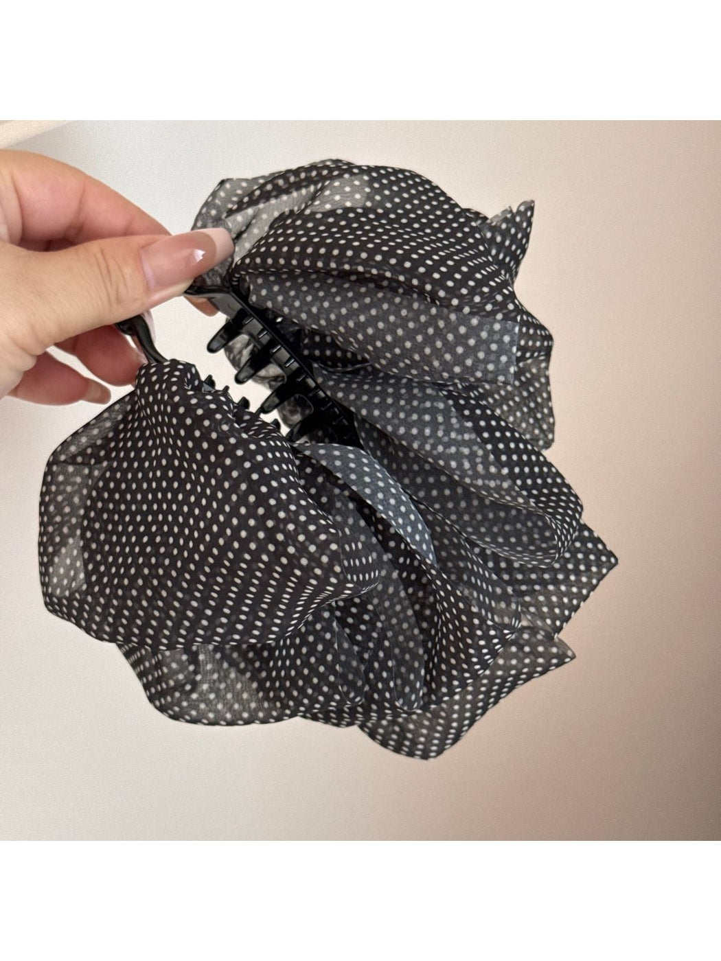 Beau - Polka Dot Ruffle Banana Clip Hair Accessory