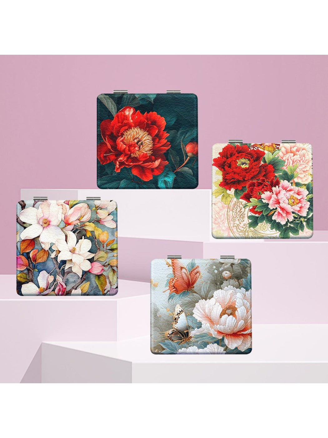 Mirroray - Portable Mirror with Floral Print
