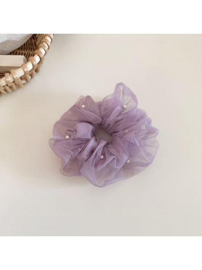Gifty - Polyester Mesh Beaded Detail Scrunchie