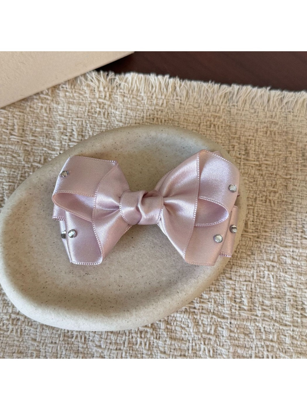 Beau - Layered Satin Look Sparkle Bow Hair Clip