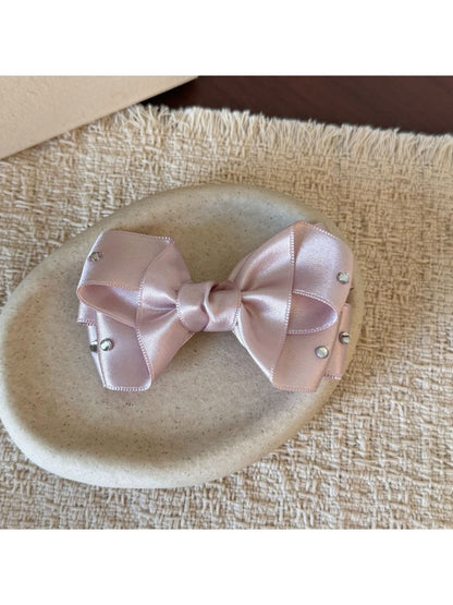 Beau - Layered Satin Look Sparkle Bow Hair Clip