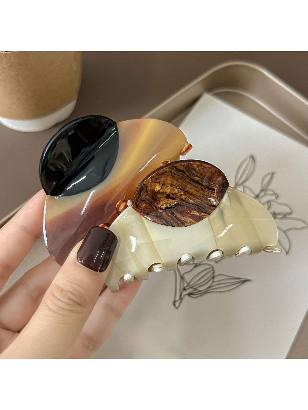 Beau - Retro Color Block Hair Claw Clip