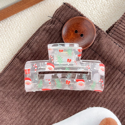 Beau - Christmas Transparent Santa Print Claw Clip