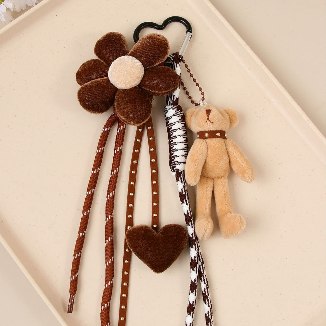 Keypus - Plush Bear Flower Heart Bag Charm Keychain