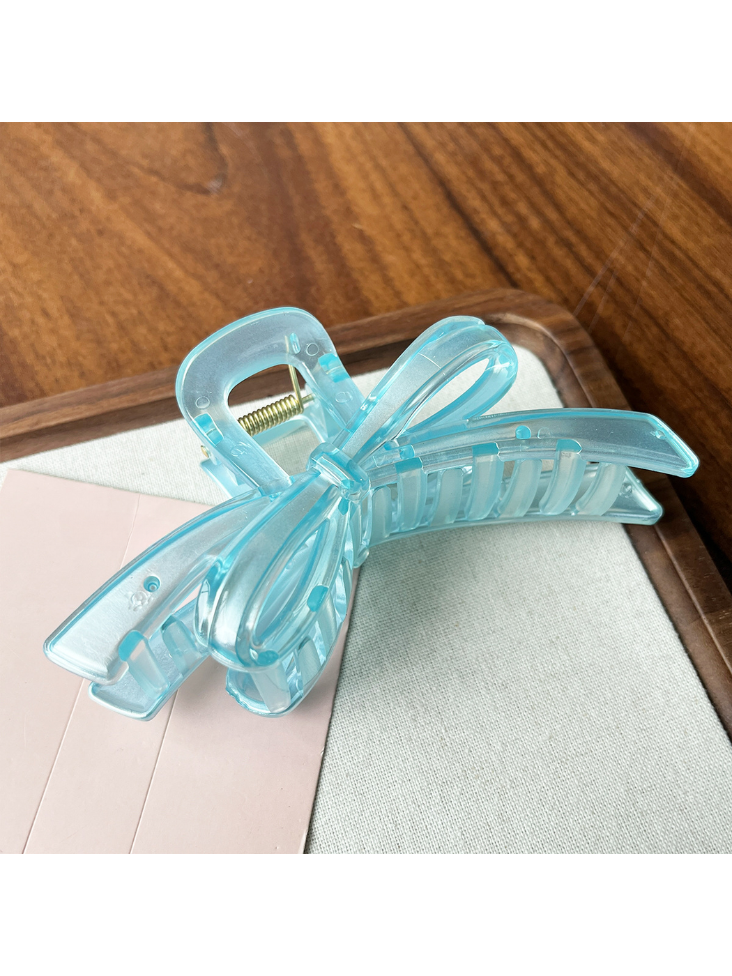 Beau - Large Bow Ring Detail Geometric PC Claw Clip