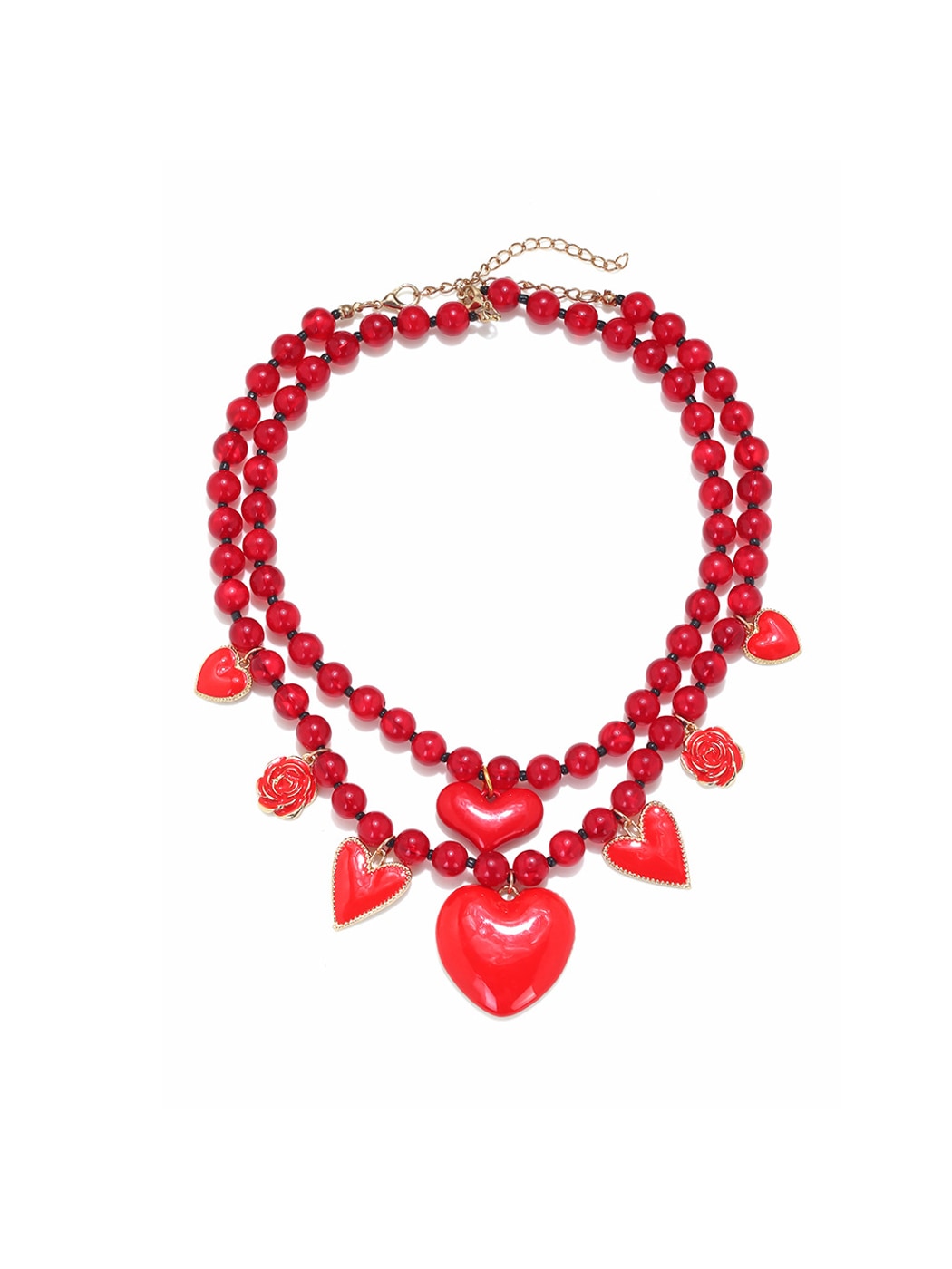 Nozari - Layered Heart Pendant Statement Necklace