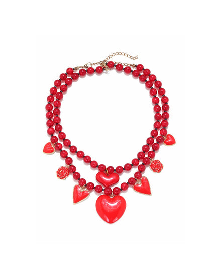 Nozari - Layered Heart Pendant Statement Necklace