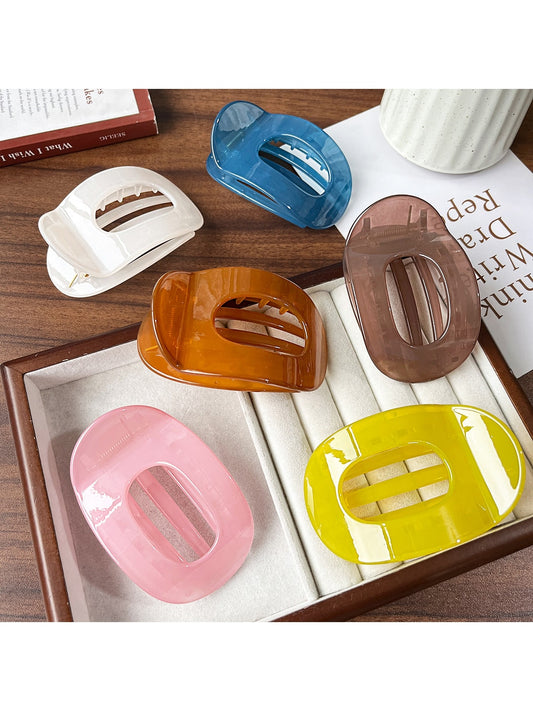 Beau - Glossy Oval Cutout Geometric Back Hair Clip