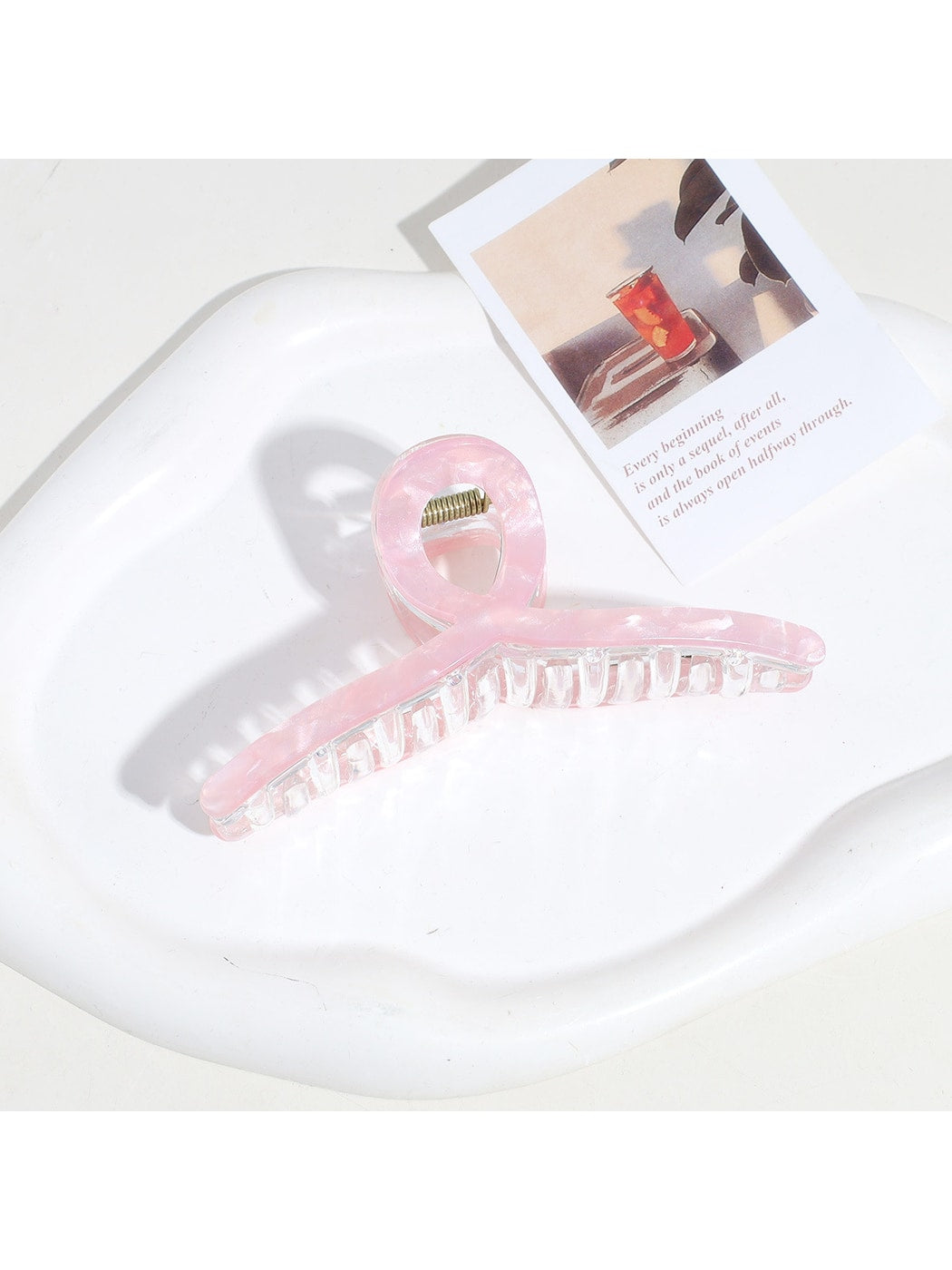 Beau - Floral Print Y-Shaped Plastic Alloy Claw Clip