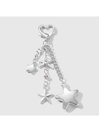 Keypus - Y2K Style Silver Star Bag Charm Keychain