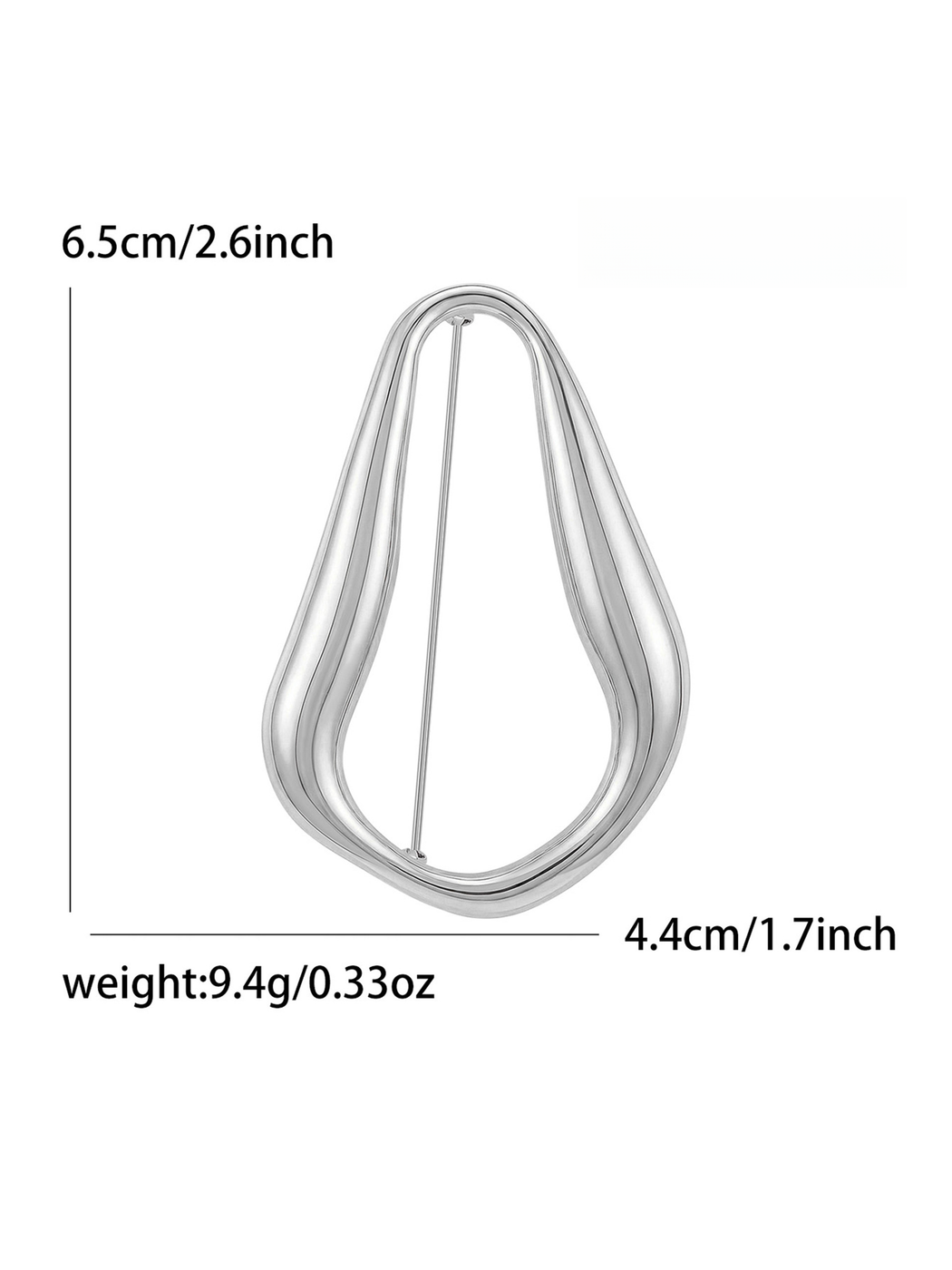 Brovia - Geometric Polished Ring Shape Brooch