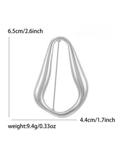 Brovia - Geometric Polished Ring Shape Brooch