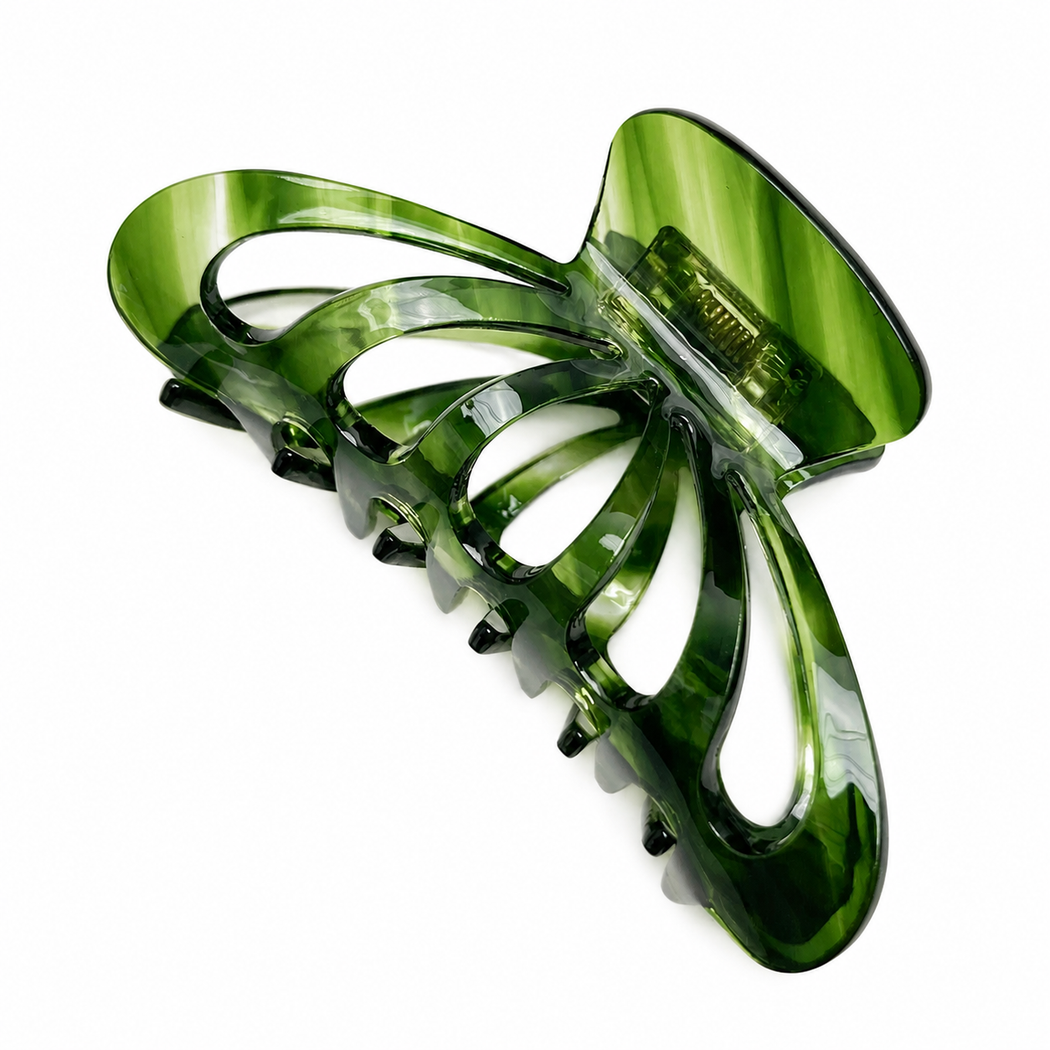 Beau - Green Diagonal Stripe Hair Claw