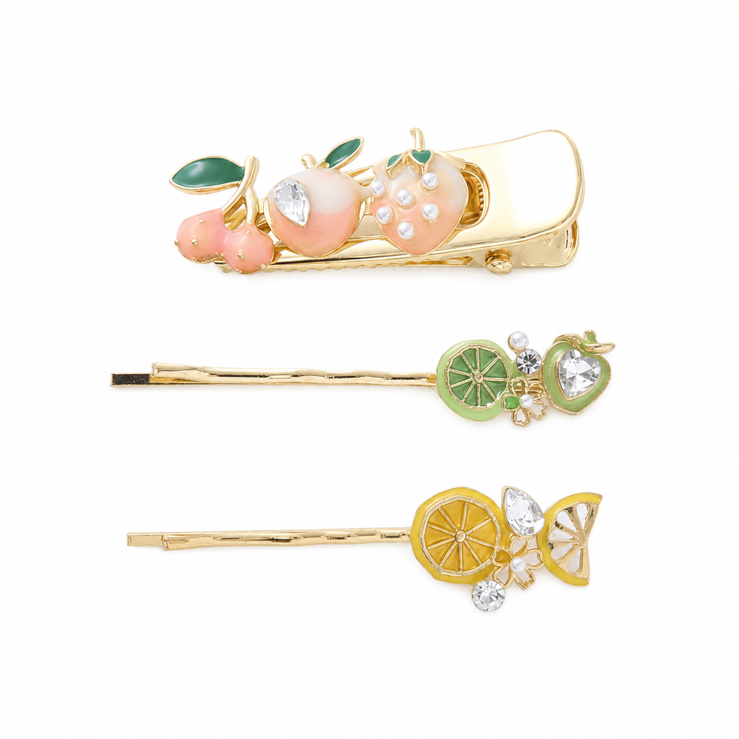 Beau - Fruit Crystal Three-Piece Barrette Set