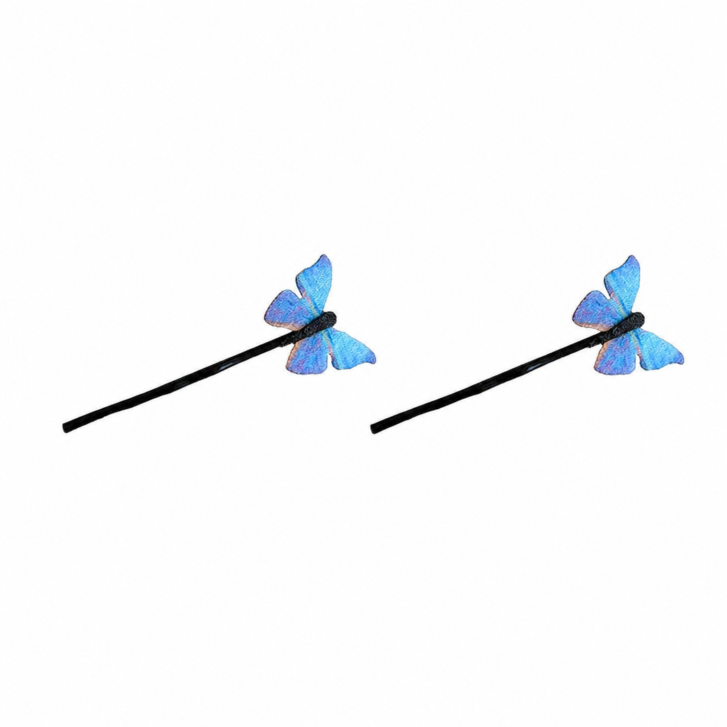 Beau - Blue Butterfly Hair Clip Pair