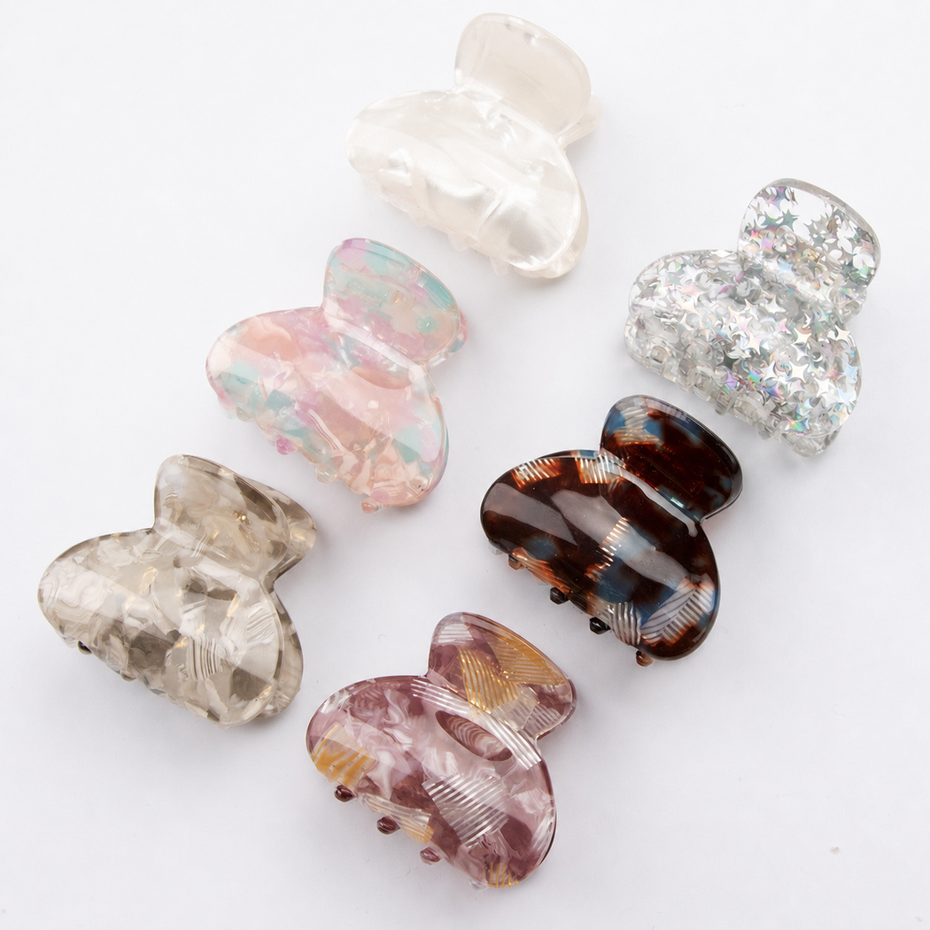 Beau - Floral Marbled Mini Hair Claw