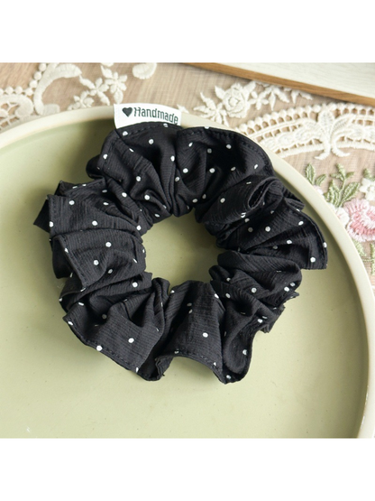 Gifty - Gathered Polka Dot Elastic Hair Scrunchie