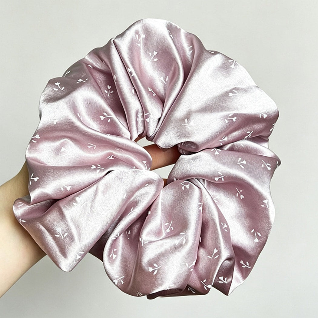 Gifty - Glossy Floral Print Ponytail Hair Scrunchie