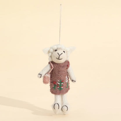 Skirted sheep character keychain, front view