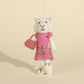 Rose dress sheep character keychain, front view