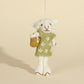 Green dress sheep character keychain, front view