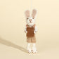 Overalls rabbit character keychain, front view