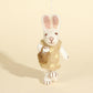 Light green dress rabbit character keychain, front view