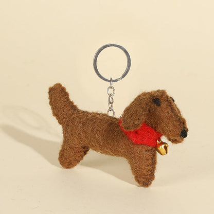 Short-haired dachshund character keychain, front view