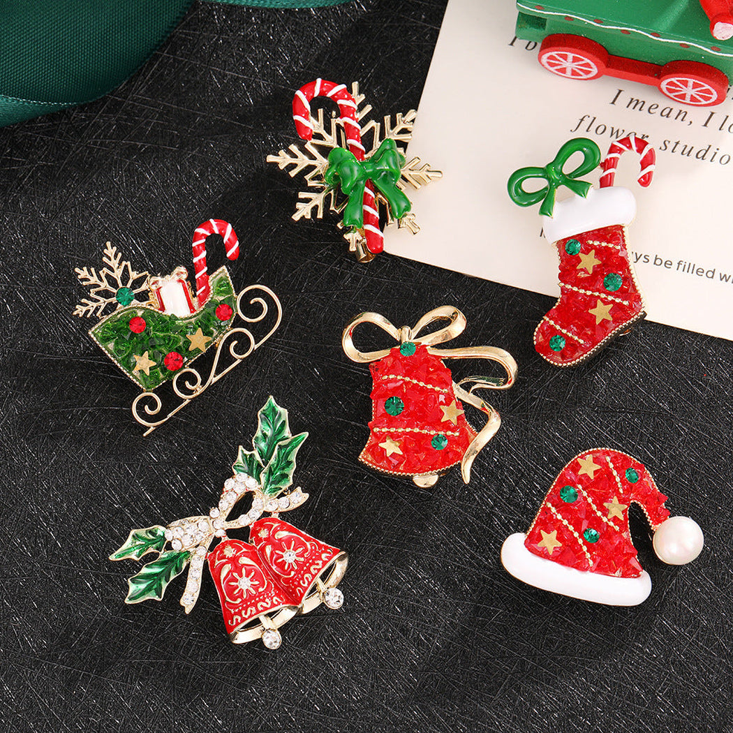 Christmas winter icon brooch in six visible styles, overview