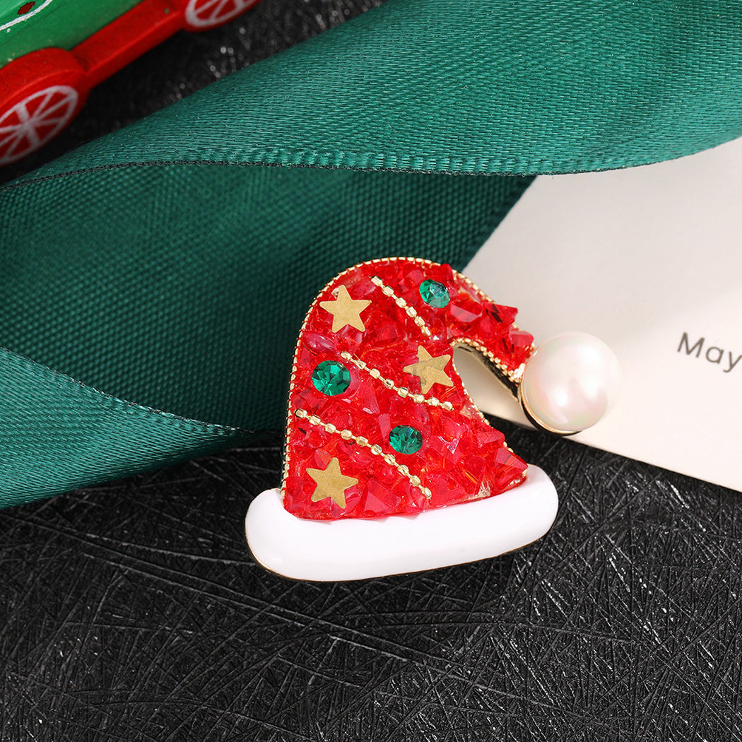Santa hat brooch, front view