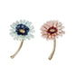 Daisy curved stem brooch in two visible styles, overview