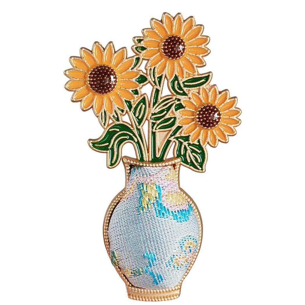 Sunflower vase pattern brooch, alternate view 5