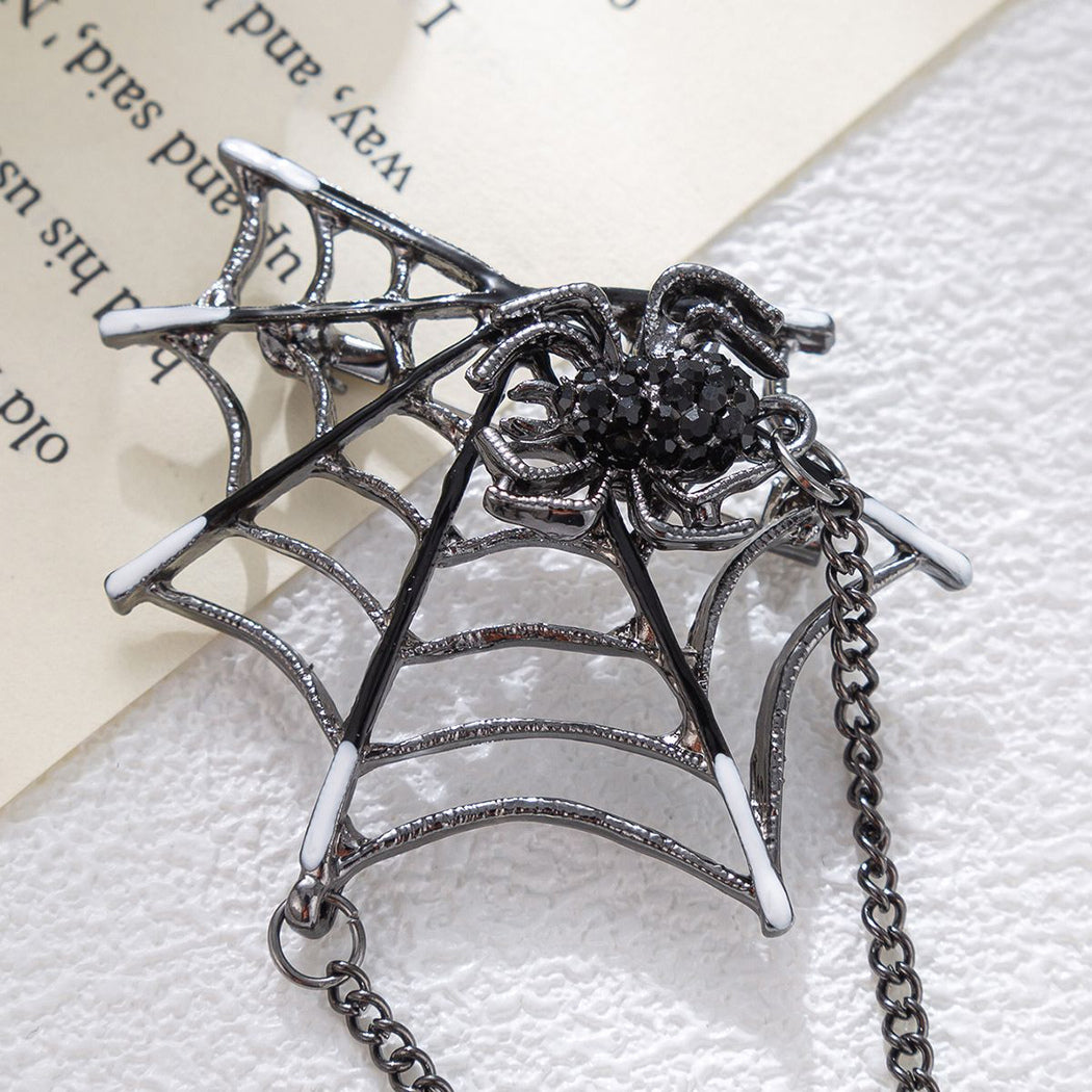 Halloween spiderweb drape chain brooch, alternate view 3