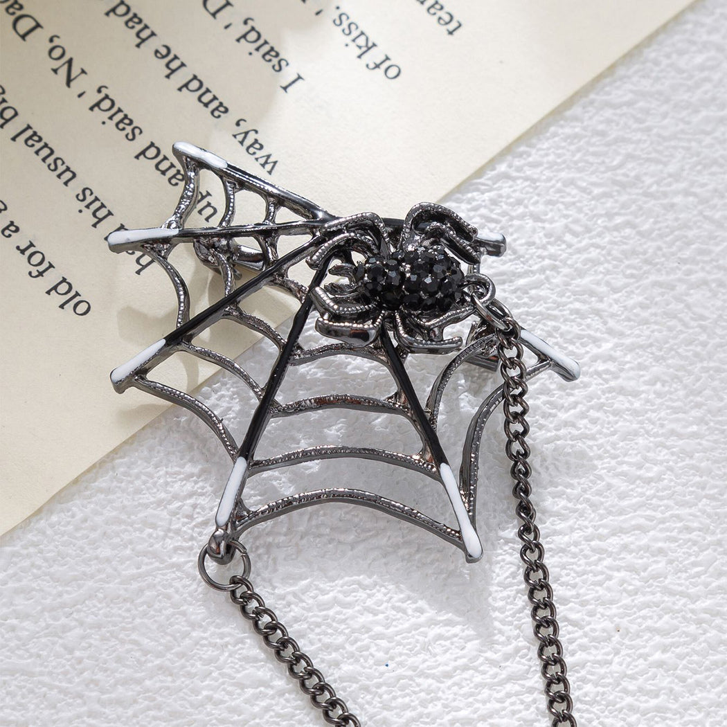 Halloween spiderweb drape chain brooch, alternate view 4