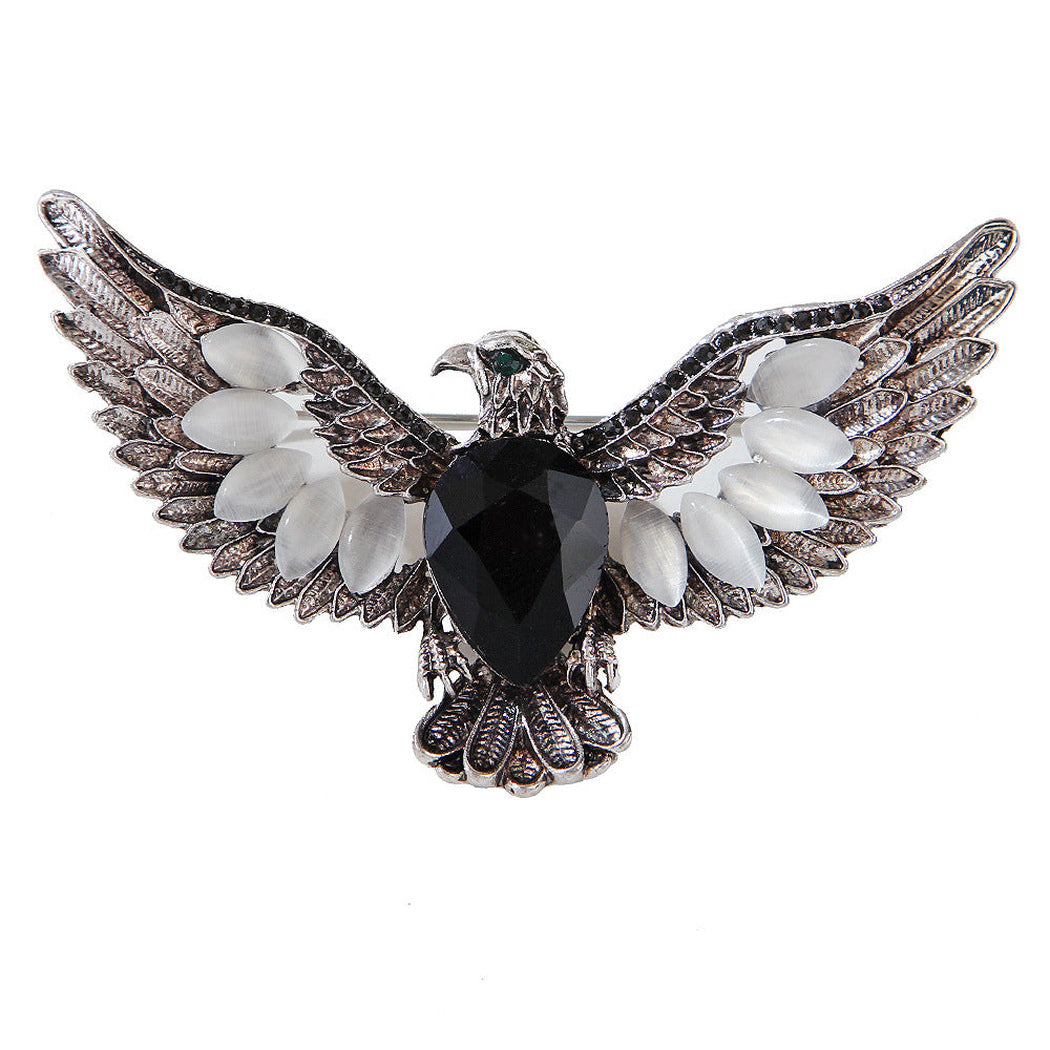 Antique silver eagle brooch, front view