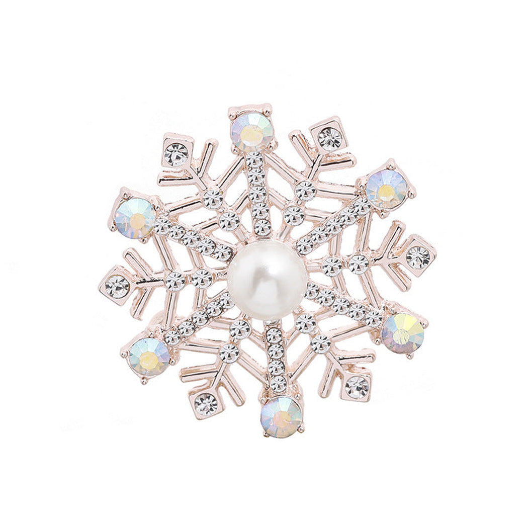 Clear-accent snowflake brooch, front view