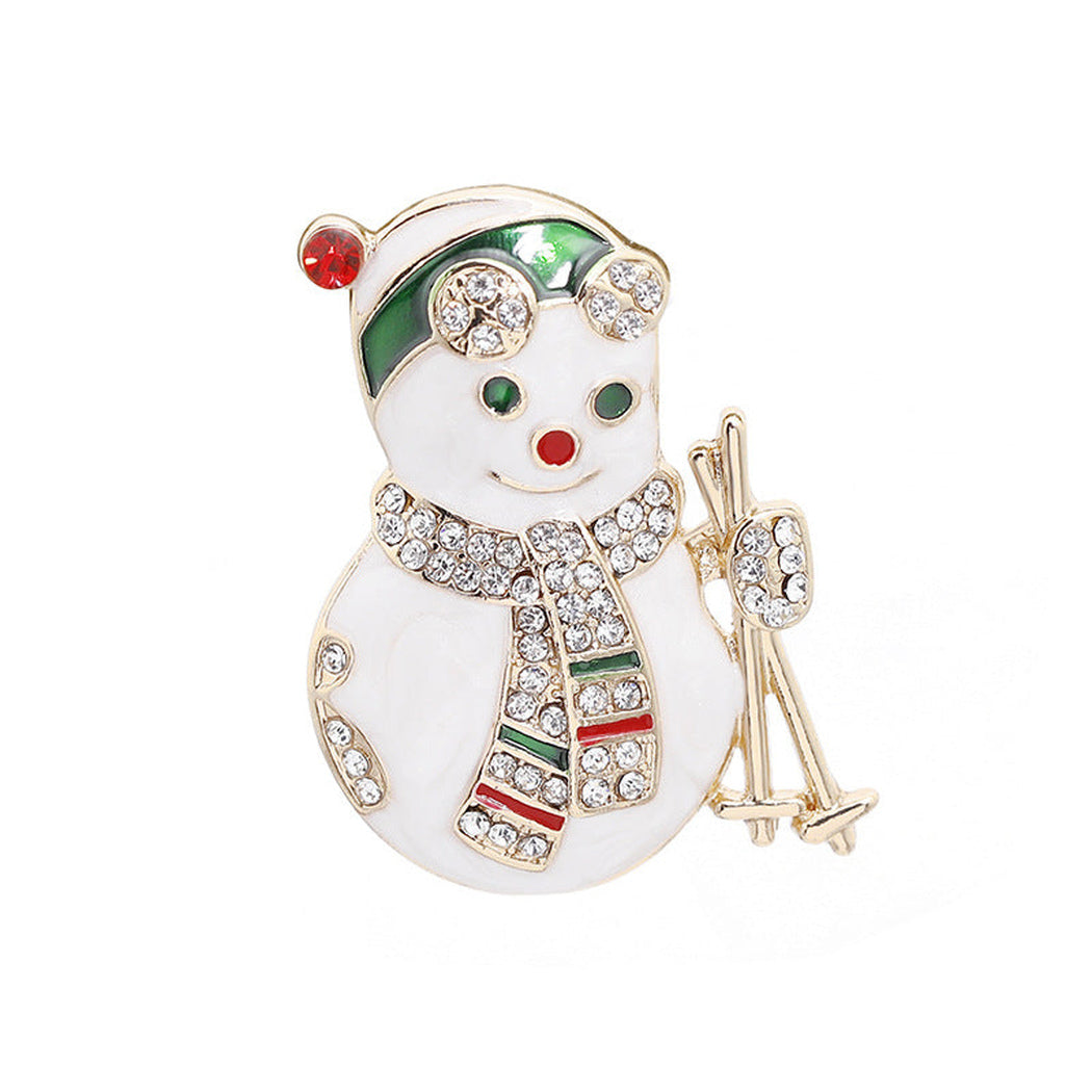 Snowman brooch, front view