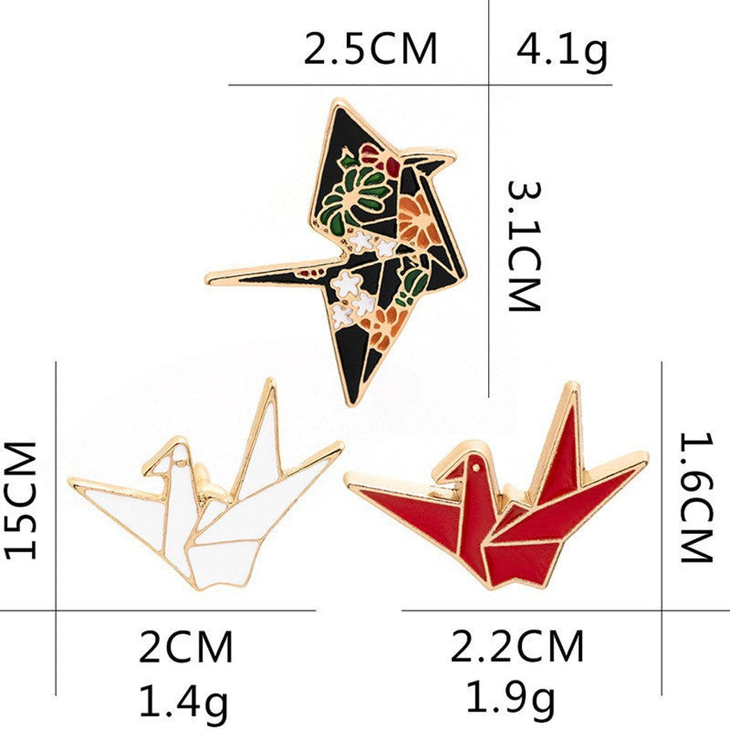 Origami crane geometric brooch, alternate view 2
