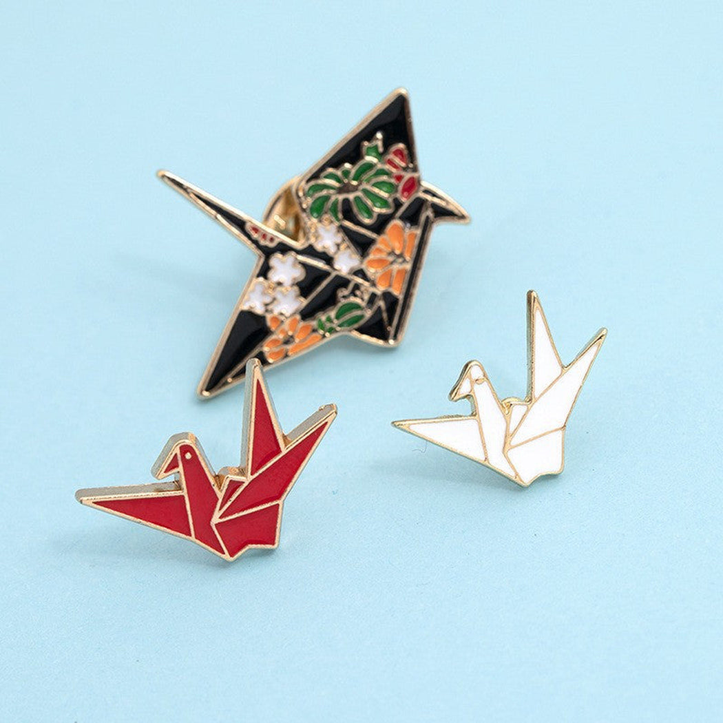 Origami crane geometric brooch, alternate view 3
