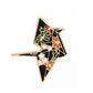 Floral dark origami crane brooch, front view