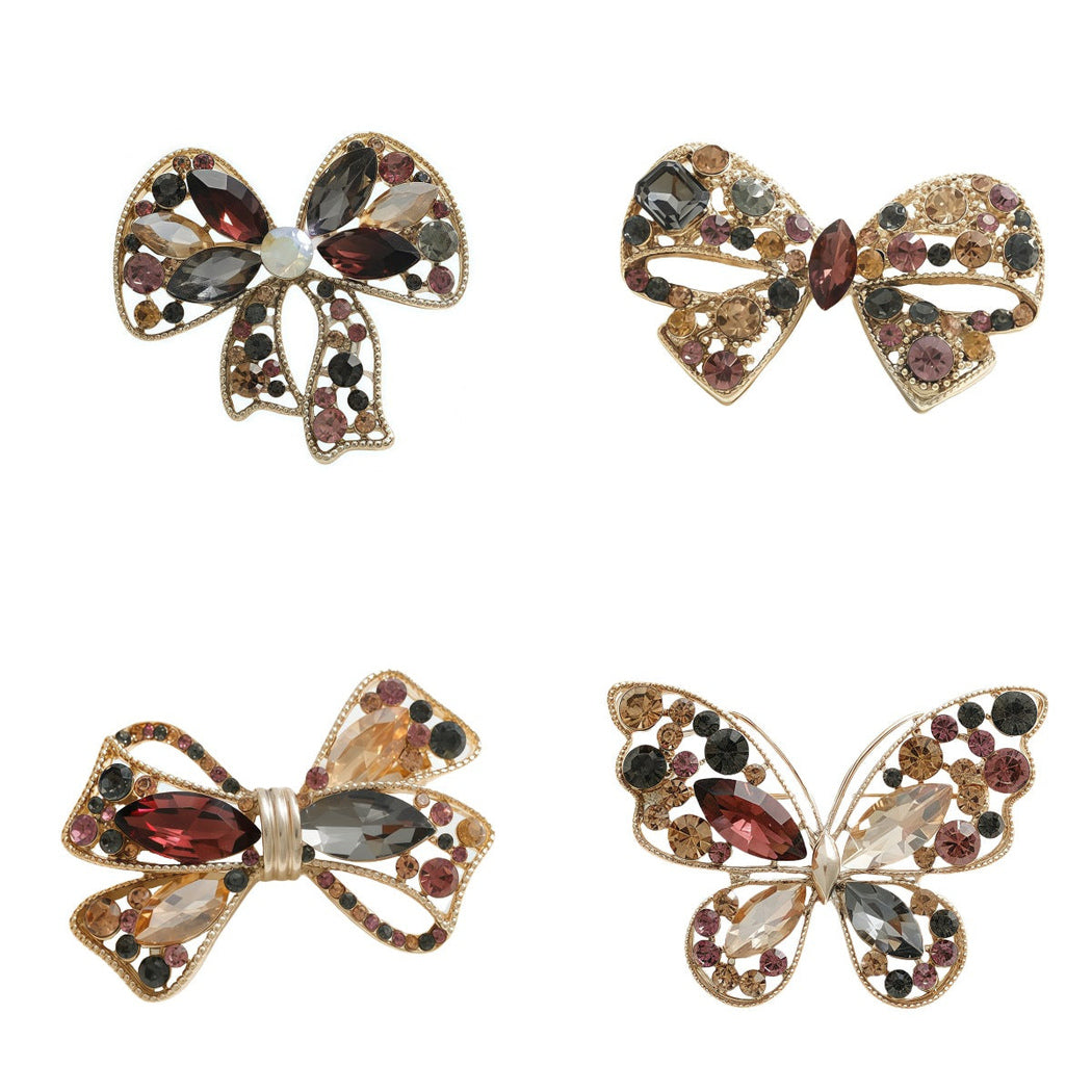 Burgundy openwork brooch, alternate view 2