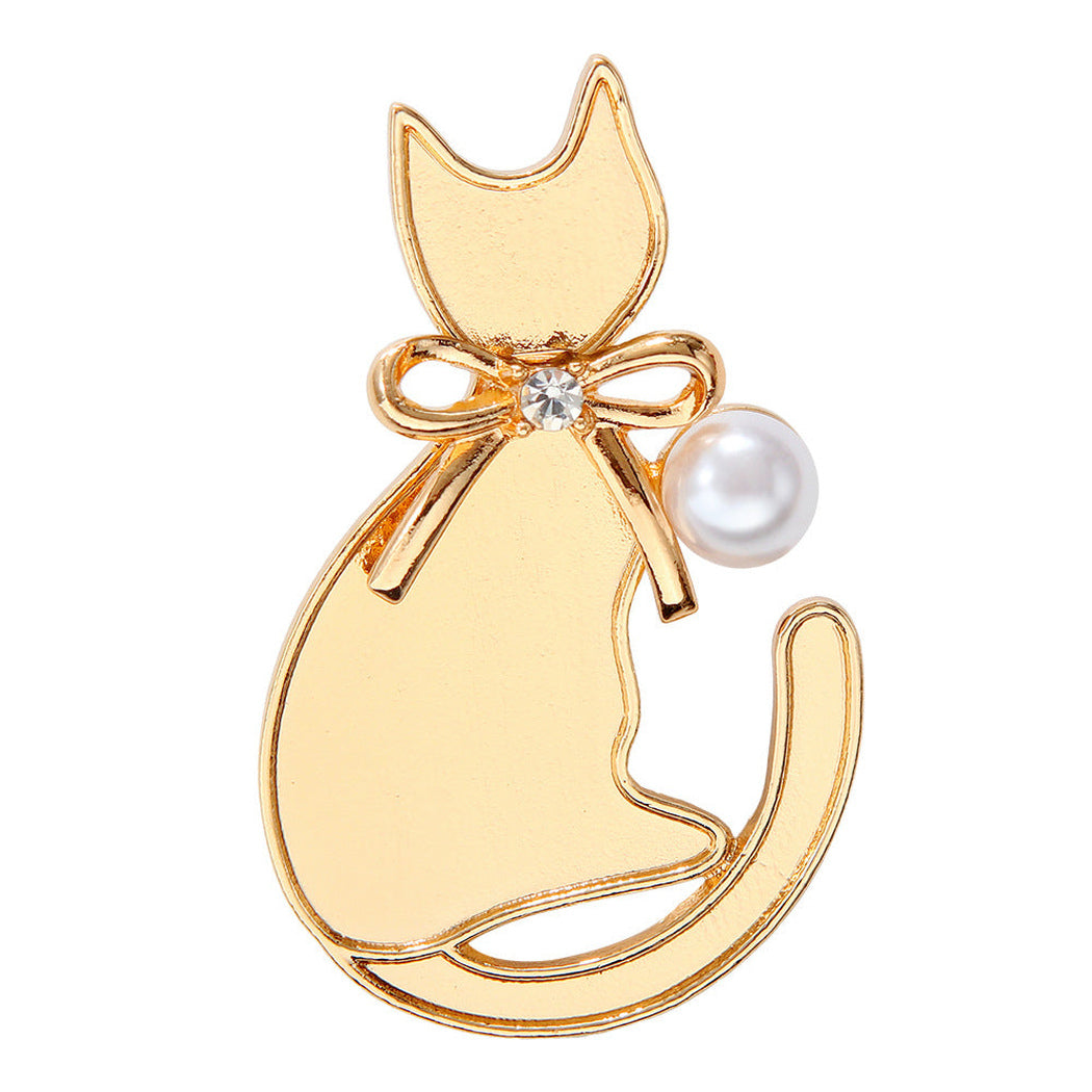 Sitting cat bow detail brooch, alternate view 5