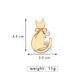 Sitting cat bow detail brooch, dimensions and weight view
