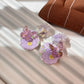 Purple floral cluster drop earrings, alternate view 1