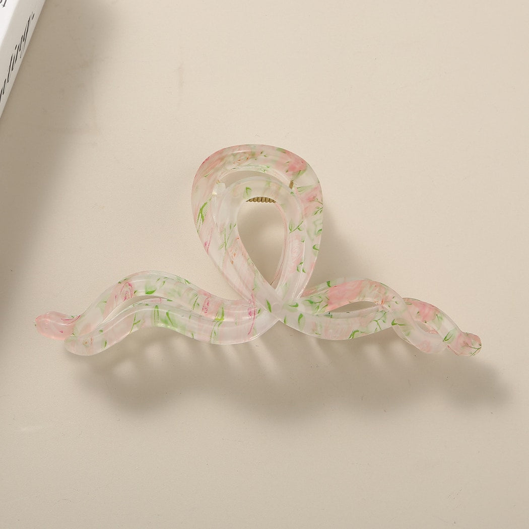 Beau - Floral Pattern PS and Alloy Hair Claw Clip