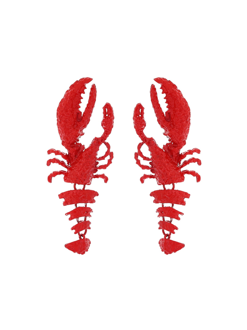 Earedge - Textured Lobster Animal Statement Dangle Earrings
