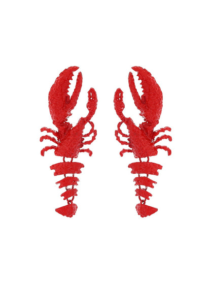 Earedge - Textured Lobster Animal Statement Dangle Earrings